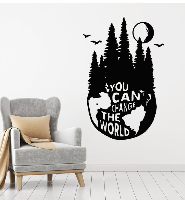 Vinyl Wall Decal Nature Forest Mountains Motivational Phrase Stickers Mural (g3679)