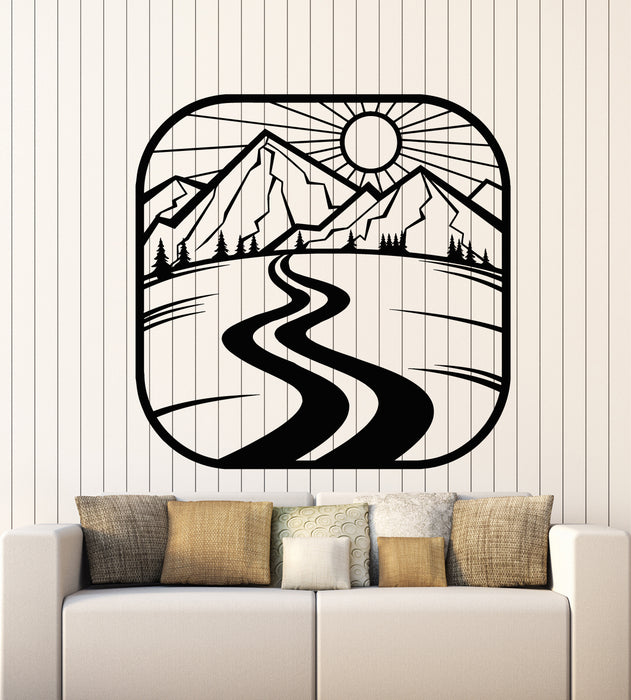 Vinyl Wall Decal Mountain Tourism Emblem Road Journey Stickers Mural (g7985)