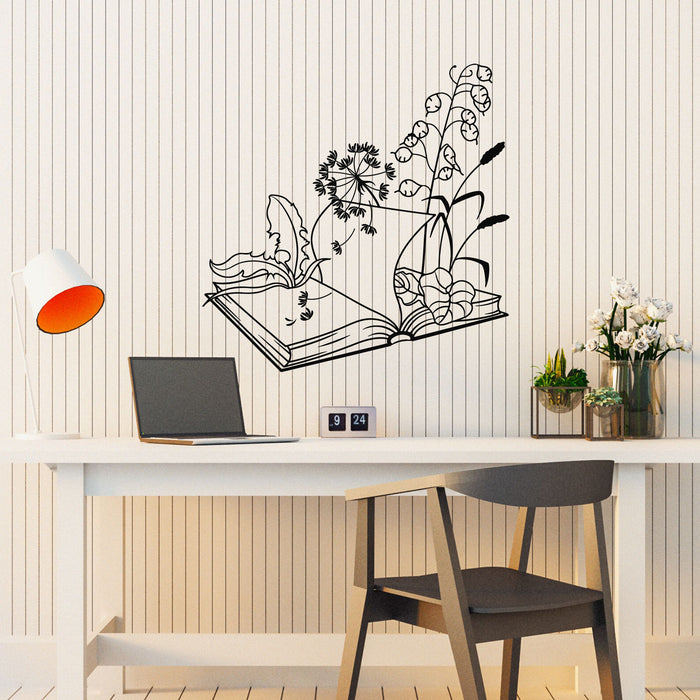 Vinyl Wall Decal Herbarium Plants Botany Open Book Study Stickers Mural (g8258)
