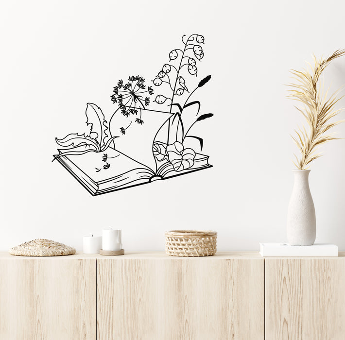 Vinyl Wall Decal Herbarium Plants Botany Open Book Study Stickers Mural (g8258)