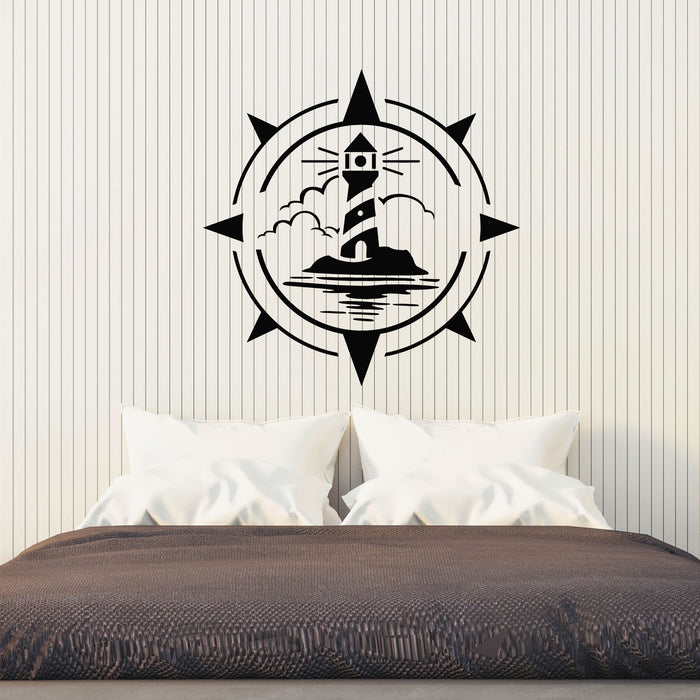Vinyl Wall Decal Beach Lighthouse Sea Nautical Compass Sail Stickers Mural (g8055)