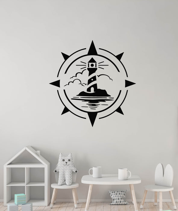 Vinyl Wall Decal Beach Lighthouse Sea Nautical Compass Sail Stickers Mural (g8055)