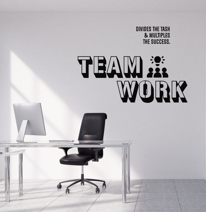 Vinyl Wall Decal Lettering Team Work Divides Success Office Space Decor Stickers Mural (g8130)