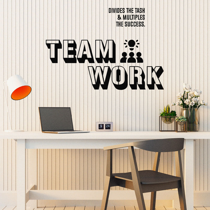 Vinyl Wall Decal Lettering Team Work Divides Success Office Space Decor Stickers Mural (g8130)