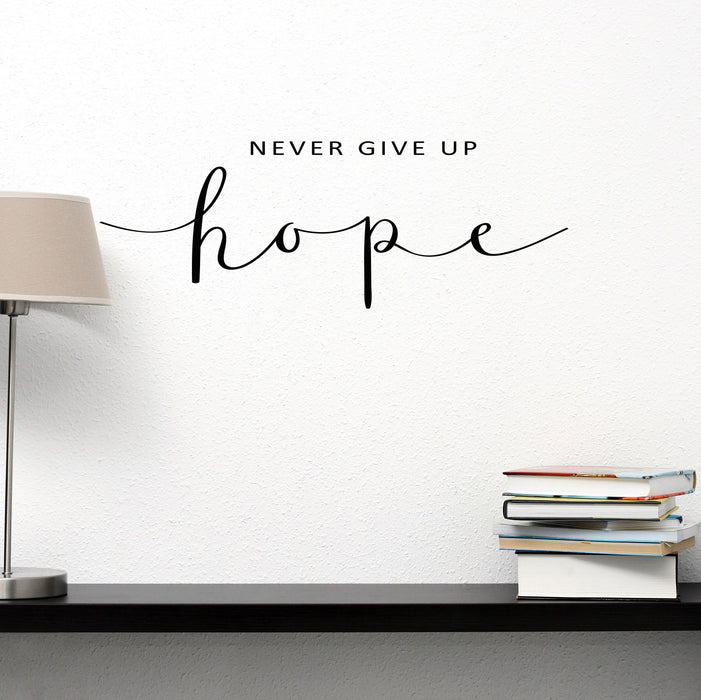 Vinyl Wall Decal Never Give Up Saying Phrase Motivational Quote Words Home Gym Stickers ig6215 (22.5 in X 8 in)
