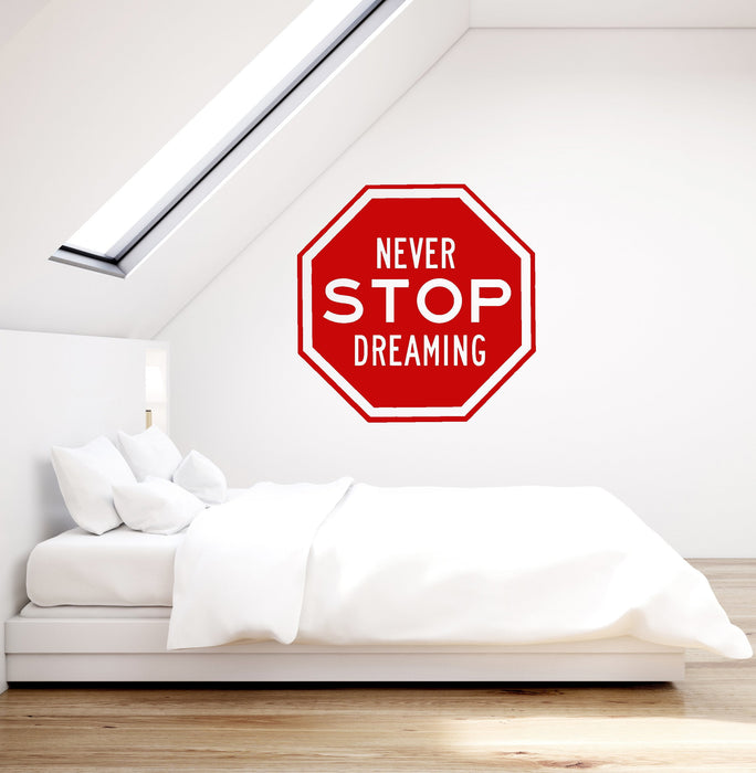 Vinyl Wall Decal Never Stop Dreaming Quote Phrase Sign Room Decor Stickers Mural (ig5366)