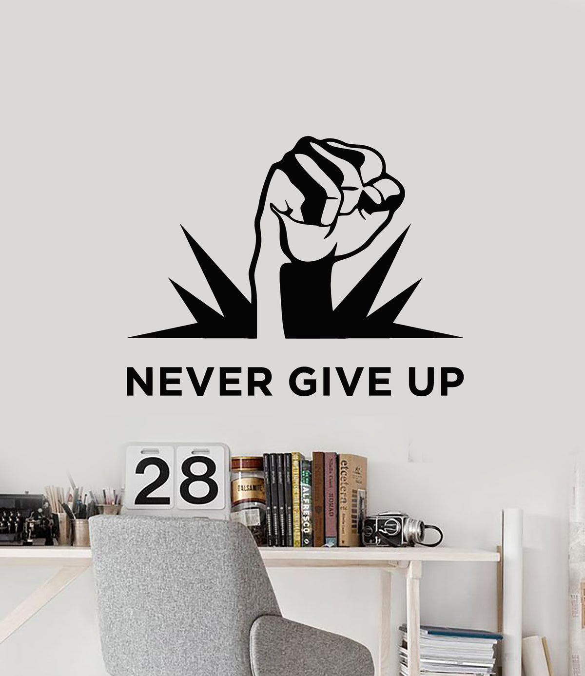 Vinyl Wall Decal Lettering Never Give Up Motivation Quote Words Sticke ...