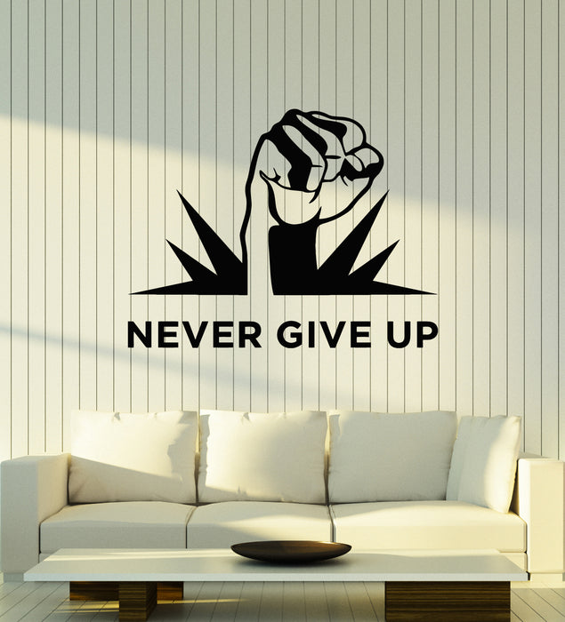 Vinyl Wall Decal Lettering Never Give Up Motivation Quote Words Stickers Mural (g7409)