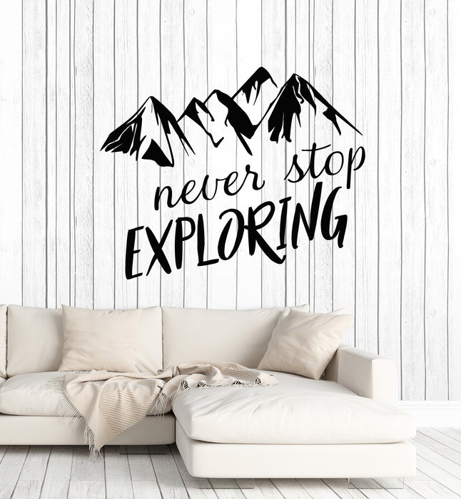 Autocollant mural en vinyle Ne cessez jamais d'explorer les montagnes d'aventure Autocollants muraux (g5313)