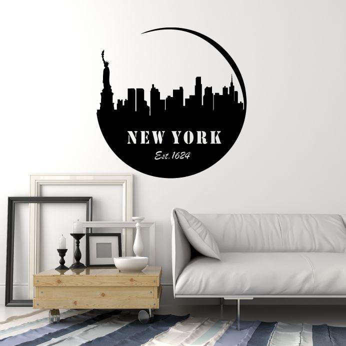 Vinyl Wall Decal New York City Silhouette State USA Statue of Liberty Stickers Mural (ig5356)