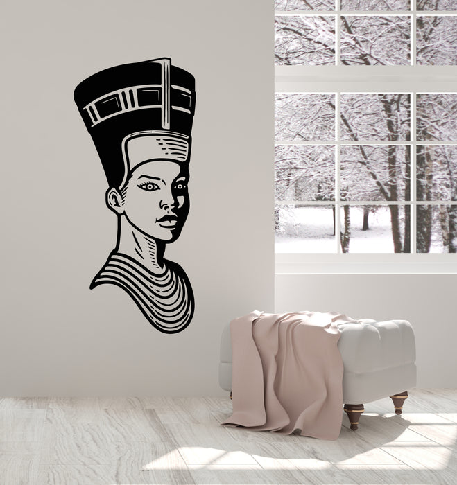 Vinyl Wall Decal Ancient Egyptian Pharaoh Nefertiti Portrait Stickers Mural (g4292)