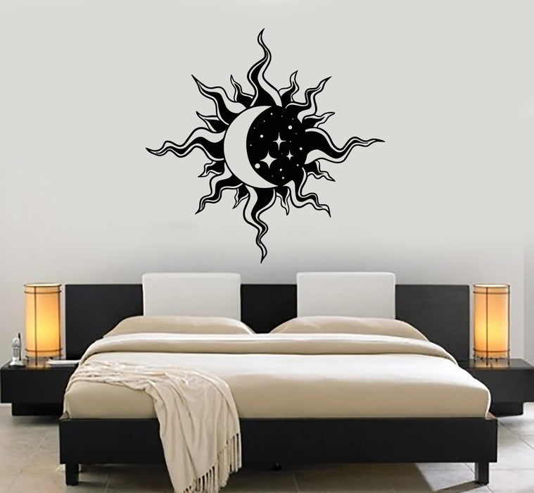 Vinyl Wall Decal Day Night Abstract Moon Sun Stars Bedroom Decor Stickers Mural (g2329)