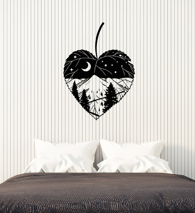 Vinyl Wall Decal Leaf Nature Night Moon Trees Bedroom Stickers Mural (g4231)