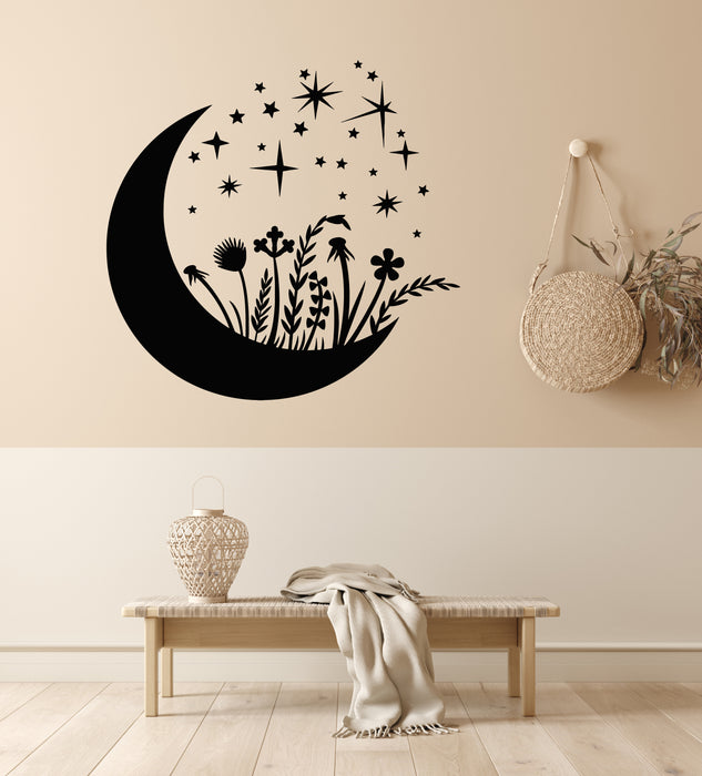Vinyl Wall Decal Moon Crescent Reeds Herb Night Decor Stickers Mural (g7483)
