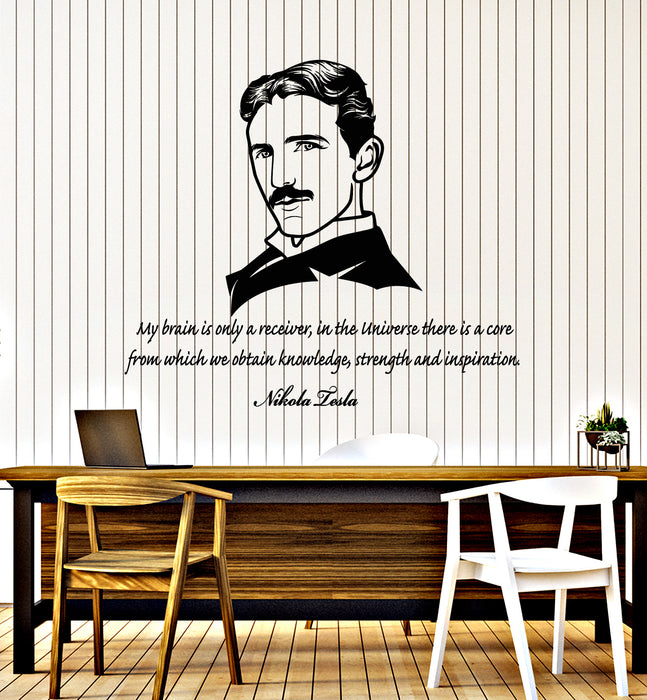 Vinyl Wall Decal Smart Scientist Nikola Tesla Quote Science Universe Stickers Mural (g3572)