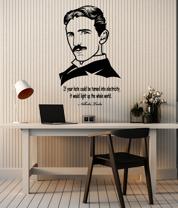 Vinyl Wall Decal Clever Scientist Nikola Tesla Quote Science School Stickers Mural (g3571)