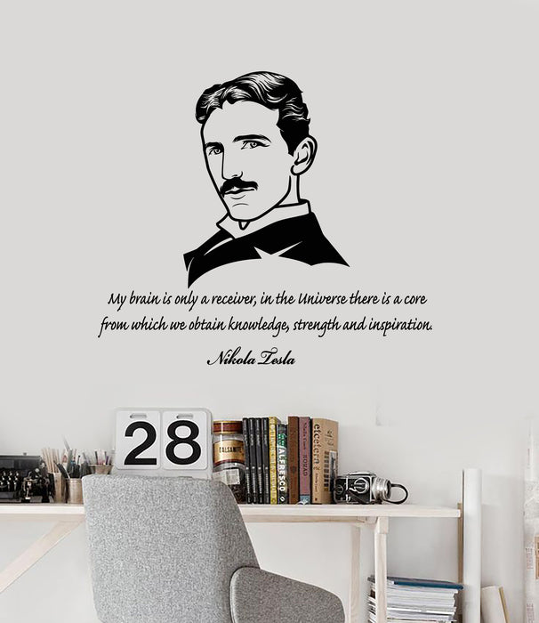 Vinyl Wall Decal Smart Scientist Nikola Tesla Quote Science Universe Stickers Mural (g3572)