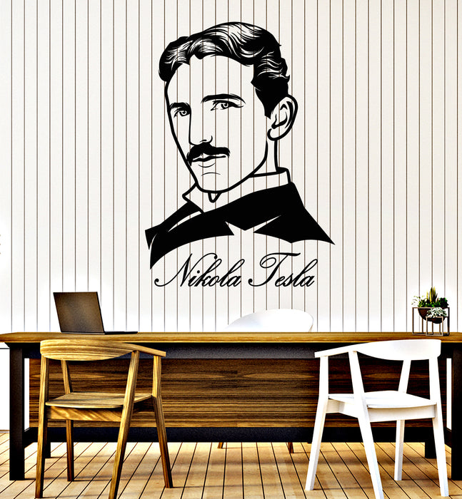 Vinyl Wall Decal Smart Clever Scientist Creator Portrait Nikola Tesla Stickers Mural (g3187)