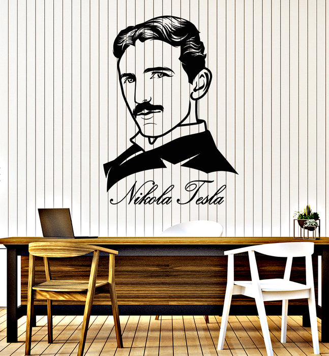 Autocollant mural en vinyle Smart Clever Scientist Creator Portrait Nikola Tesla Stickers Mural (g3187)