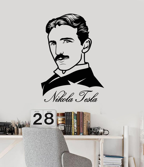 Autocollant mural en vinyle Smart Clever Scientist Creator Portrait Nikola Tesla Stickers Mural (g3187)