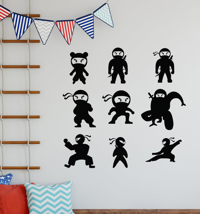 Vinyl Wall Decal Asian Man Ninja Icon Traditional Japanese Fighter Icon Stickers Mural (g7095)