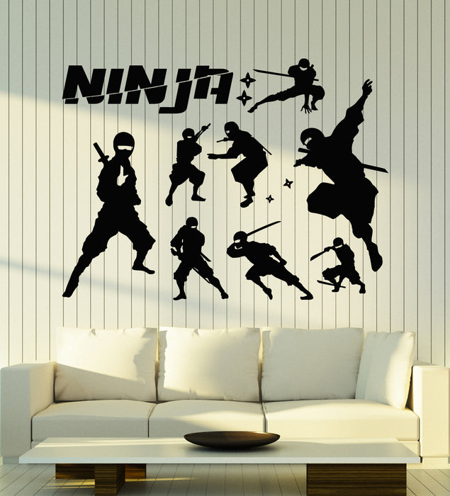Vinyl Wall Decal Asian Ninja Icon Traditional Japanese Fighter Decor Stickers Mural (g7456)