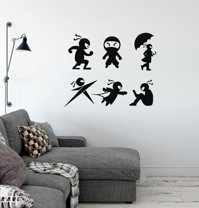 Ninja Vinyl Wall Decal Collection Fight Japanese Warrior Stickers Mural (k213)