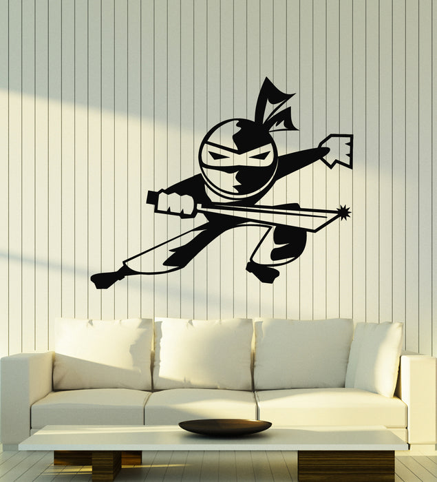 Autocollant mural en vinyle dessin animé guerrier asiatique ninja garçon chambre sport autocollants muraux (g4935)