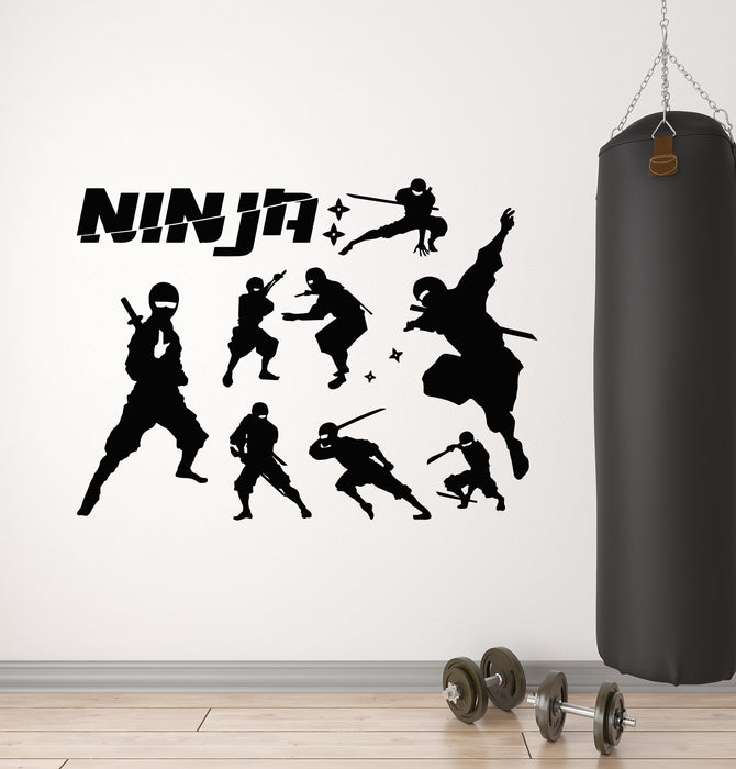 Vinyl Wall Decal Asian Ninja Icon Traditional Japanese Fighter Decor Stickers Mural (g7456)