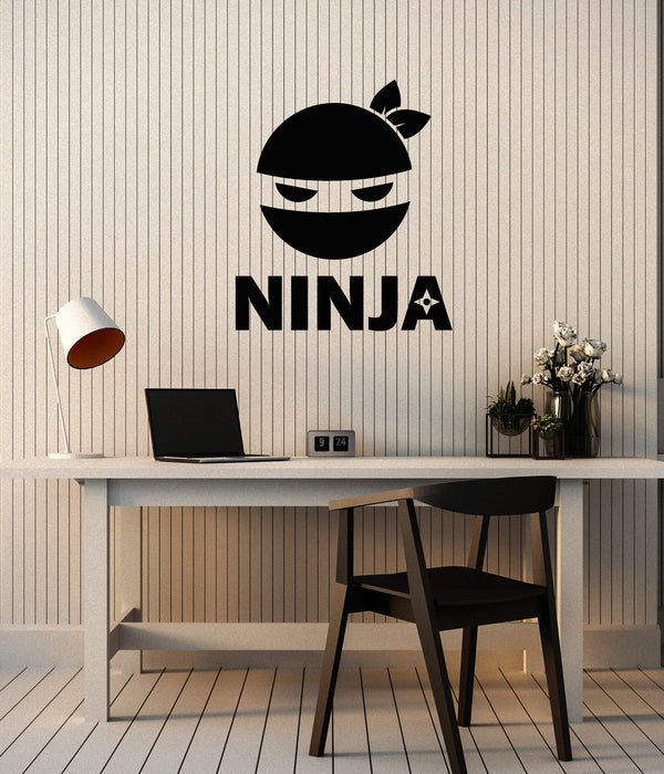 Vinyl Wall Decal Cartoon Asian Ninja Head Decor Children's Room Stickers Mural (g7759)