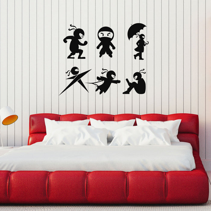 Ninja Vinyl Wall Decal Collection Fight Japanese Warrior Stickers Mural (k213)