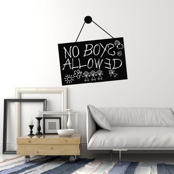 Autocollant mural en vinyle « Pas de garçons autorisés » ; panneau « Décoration de chambre de filles » ; autocollants muraux (ig5431)