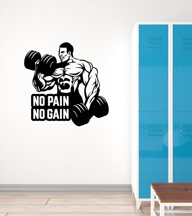 Vinyl Wall Decal Bodybuilder Fitness Quote Gym Center Sports Stickers Mural (ig6101)
