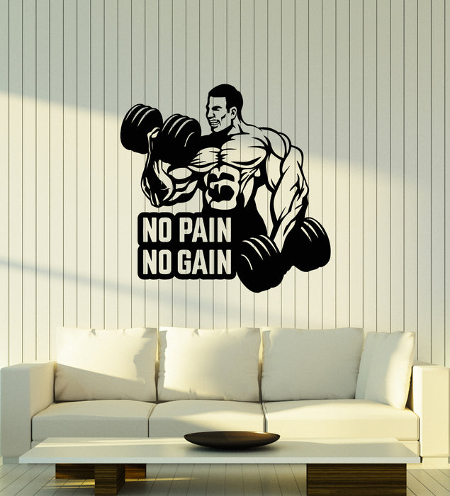 Vinyl Wall Decal Bodybuilder Fitness Quote Gym Center Sports Stickers Mural (ig6101)