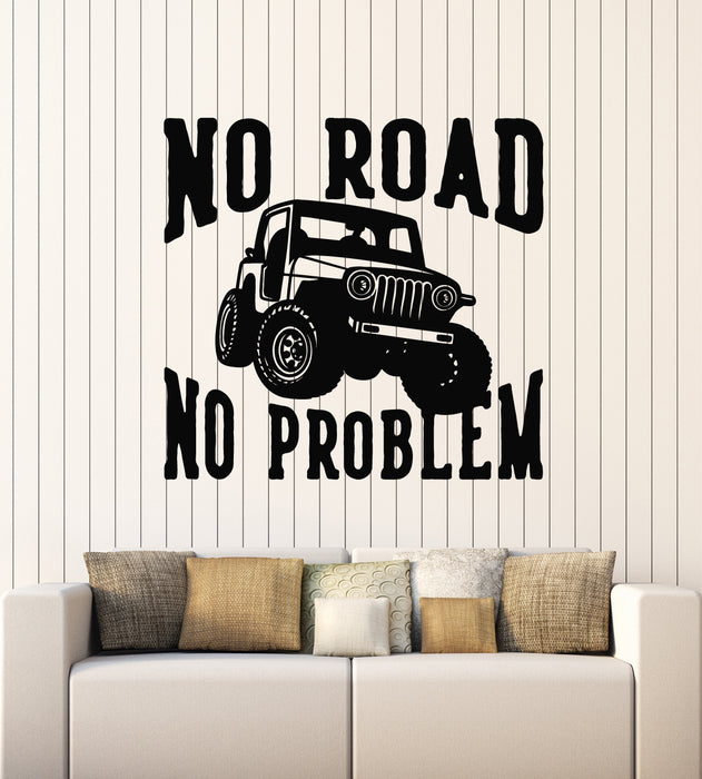Vinyl Wall Decal Adventure Phrase No Road No Problem SUV Auto Car Stickers Mural (g6936)