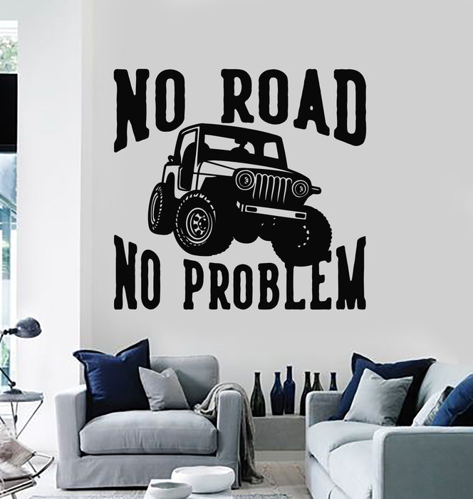 Vinyl Wall Decal Adventure Phrase No Road No Problem SUV Auto Car Stickers Mural (g6936)