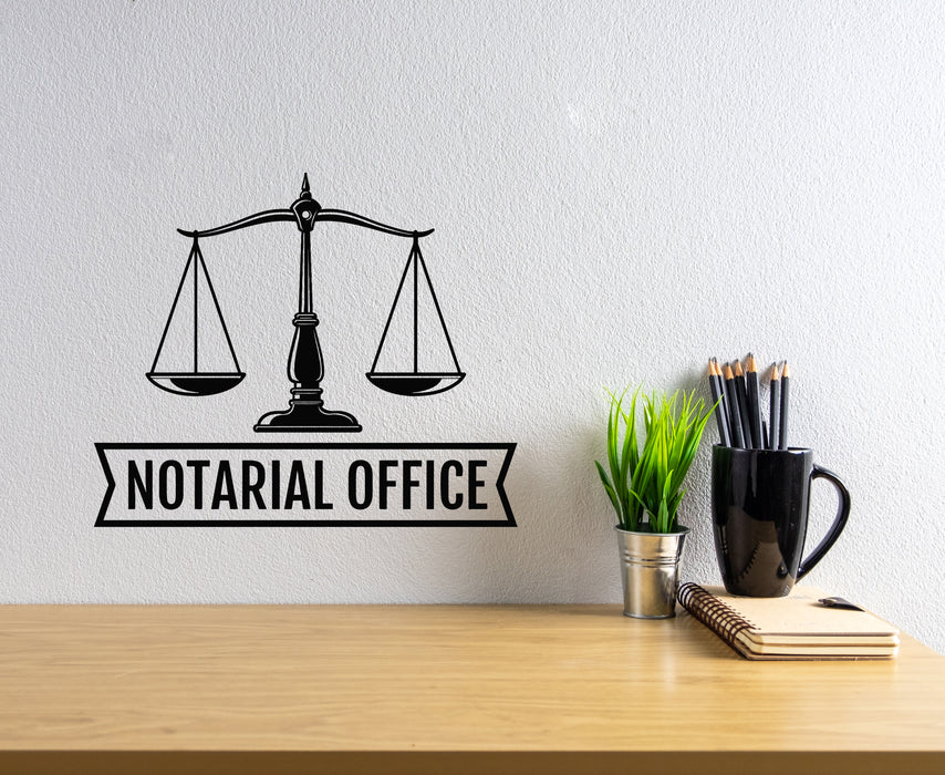 Vinyl Wall Decal Notarial Office Lawyer Libra Symbol Of Justice Stickers Mural (g7174)