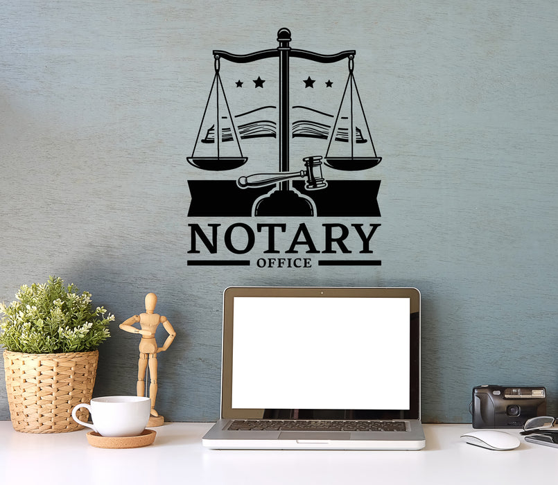 Vinyl Wall Decal Notary Office Law Open Book Libra Justice Legislation Stickers Mural (g6884)