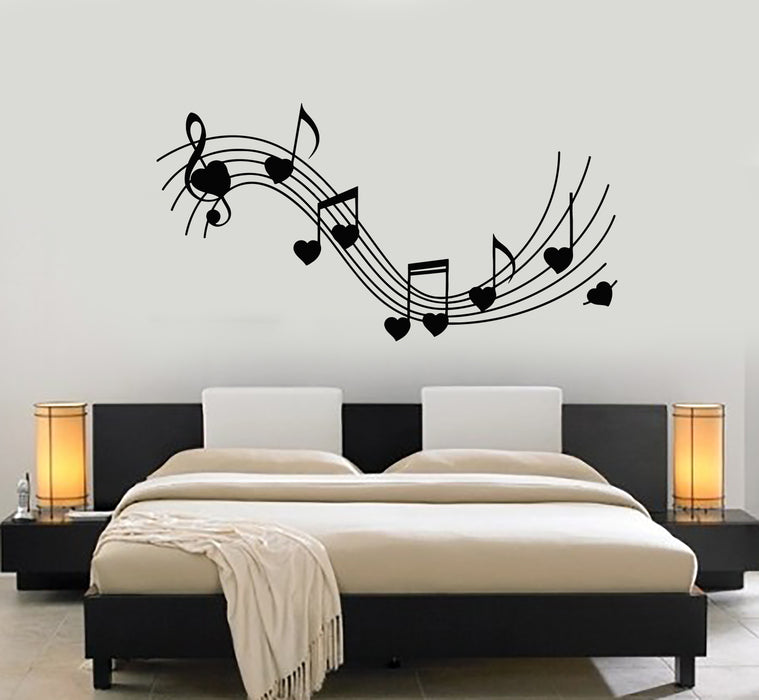 Vinyl Wall Decal Heart Notes Music love Melody Bedroom Art Stickers Mural (g1304)