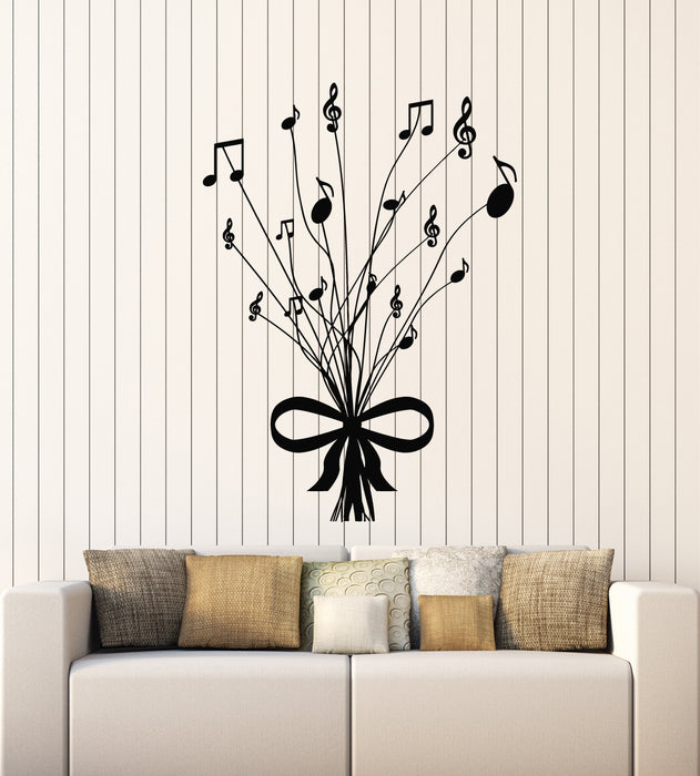 Vinyl Wall Decal Bouquet Of Notes Bow Gift Music Room Musical Stickers Mural (g1558)