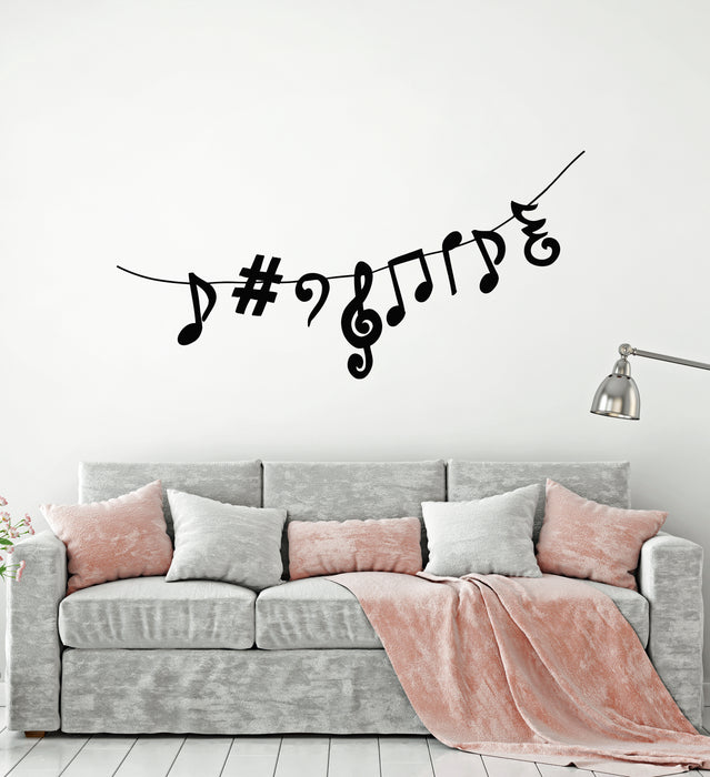 Vinyl Wall Decal Notes Sharp Treble Clef Pause Piano Music Style Stickers Mural (g675)