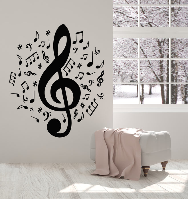 Vinyl Wall Decal Notes Music Song Composing Melody Tone Sharp Stickers Mural (g1223)