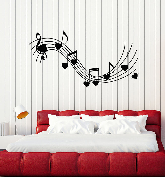 Vinyl Wall Decal Heart Notes Music love Melody Bedroom Art Stickers Mural (g1304)