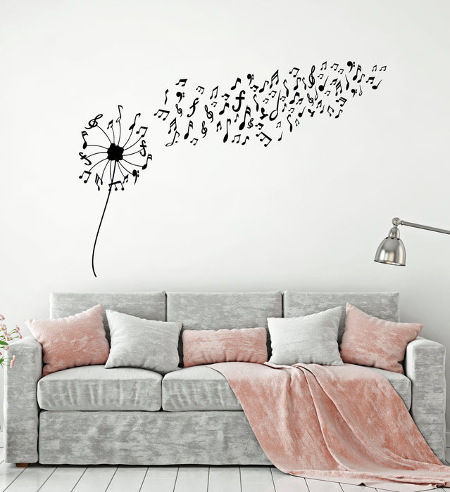 Vinyl Wall Decal Flower Abstract Dandelion Musical Notes Stickers Mural (g3565)