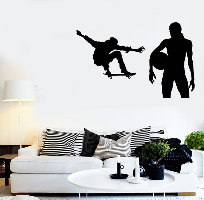 Vinyl Decal Wall Training Skate and Volleyball Unique Gift Sing Sport Sticker (np003)