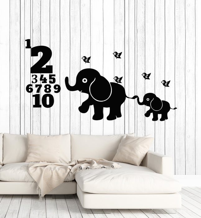 Vinyl Wall Decal Numbers Mathematics Primary School Elephants Stickers Mural (g5362)