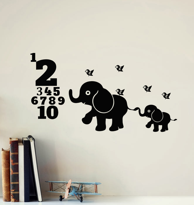 Vinyl Wall Decal Numbers Mathematics Primary School Elephants Stickers Mural (g5362)
