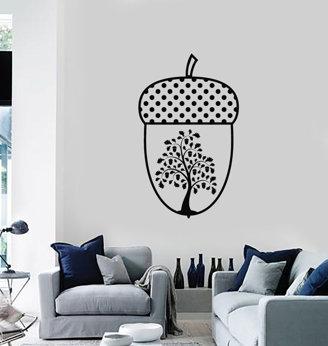 Vinyl Wall Decal Tree Oak Acorn Nature Living Room Home Decor Stickers Mural (g138)