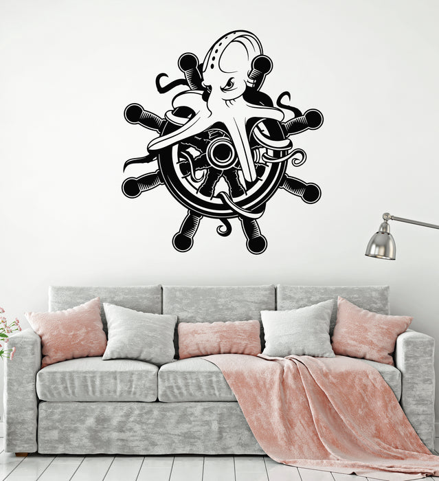 Vinyl Wall Decal Funny Octopus Cartoon Decor Steering Wheel Stickers Mural (g3949)