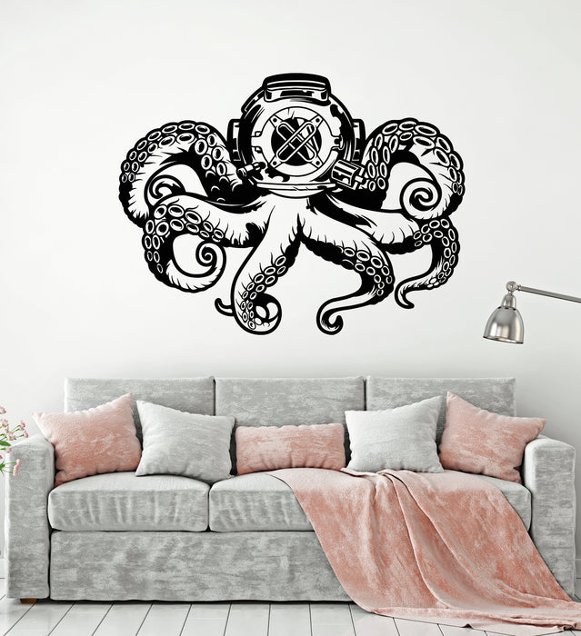Vinyl Wall Decal Underwater Octopus Ocean Marine Sea Animal Stickers Mural (g4020)